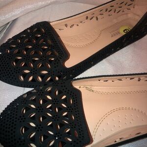 Black Laser-Cut Women's Flats